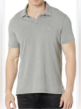 John Varvatos EUC Marble Wash Gray Polo Shirt Short Sleeve Men's Size XL